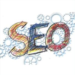 colorful sketch of SEO with gears
